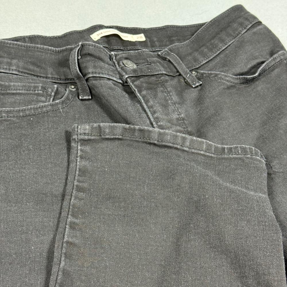 Levis 314 Shaping Straight Jeans Black Denim Pants Womens 28